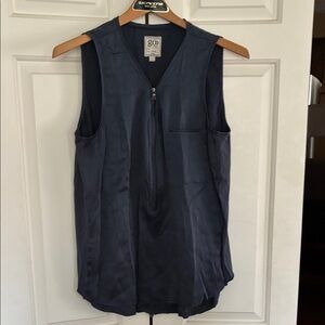 GO BY GO SILK Iconic Zippy charcoal Zip Front Silk Tank